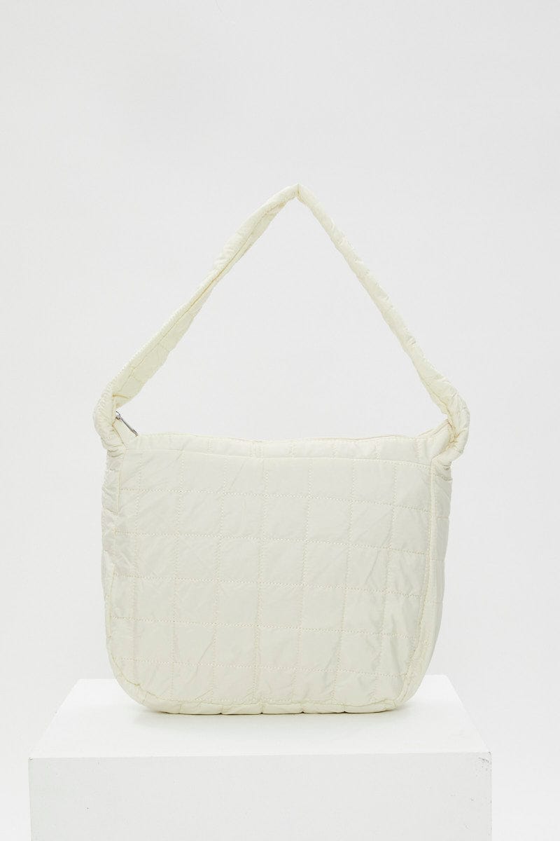 BAGS White Quilted Underarm Hobo Bag for Women by Ally