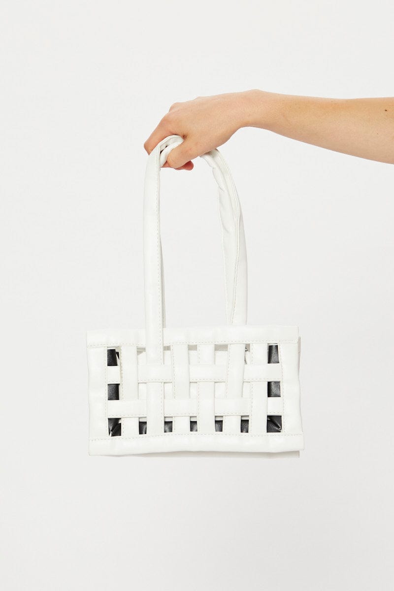 BAGS White Woven Detail Handbag for Women by Ally