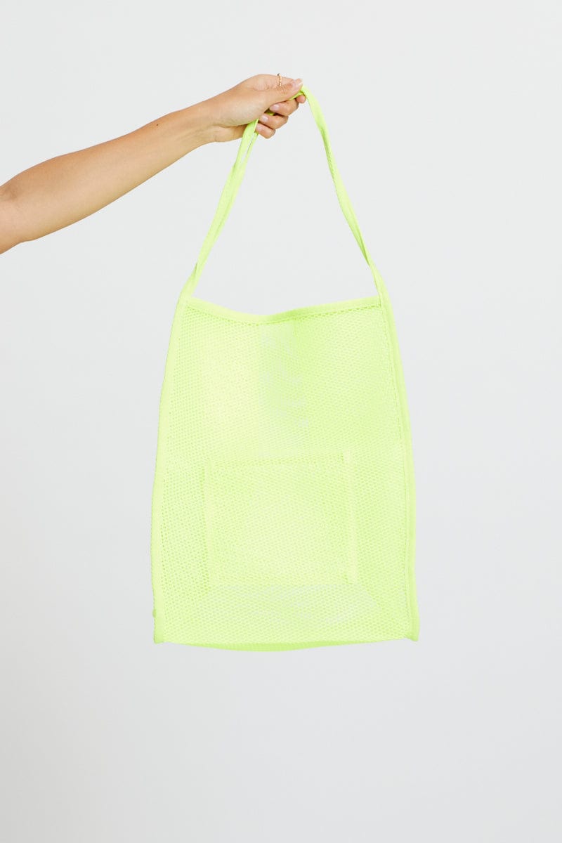 BAGS Yellow Mesh Tote Bag for Women by Ally