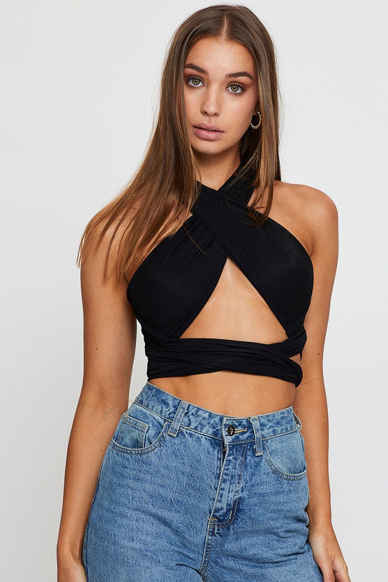 BANDEAU Black Crop Top Multi Way for Women by Ally