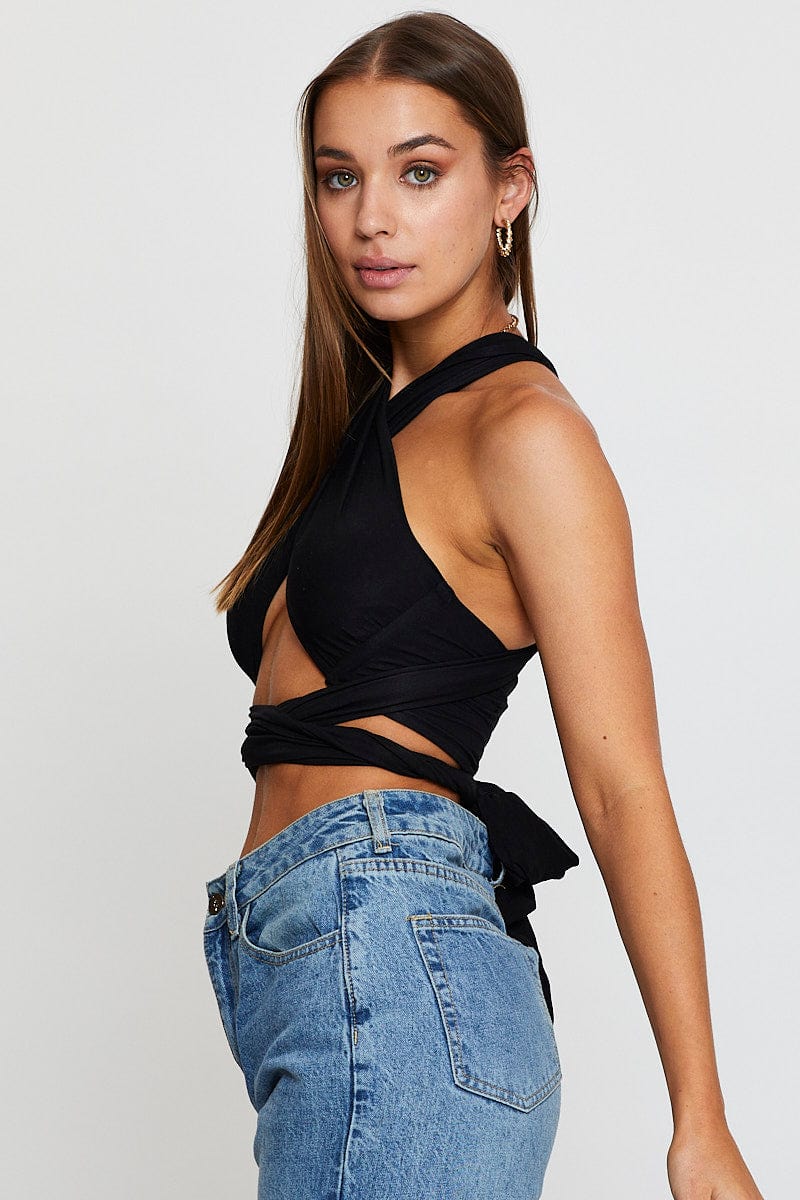 BANDEAU Black Crop Top Multi Way for Women by Ally