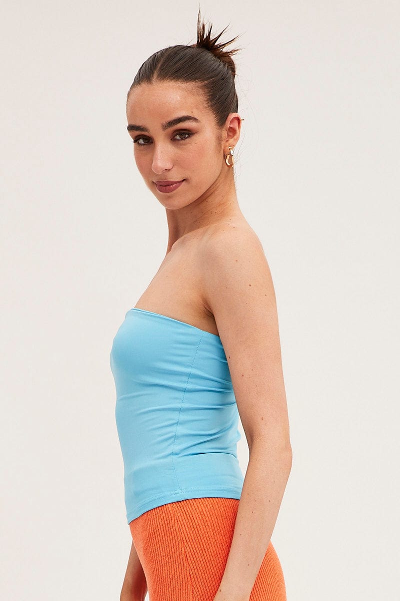 BANDEAU Blue Bandeau Top for Women by Ally