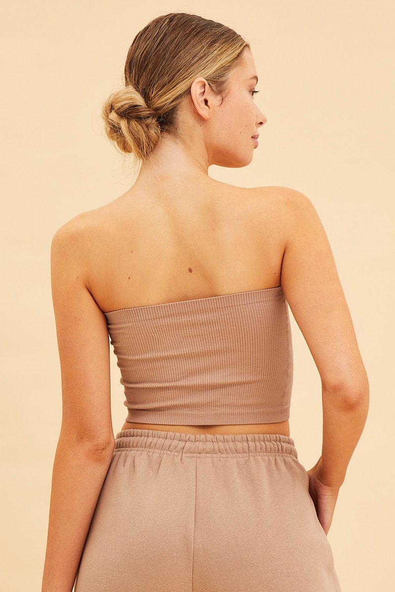 BANDEAU Camel Seamless Bandeau Crop Rib for Women by Ally