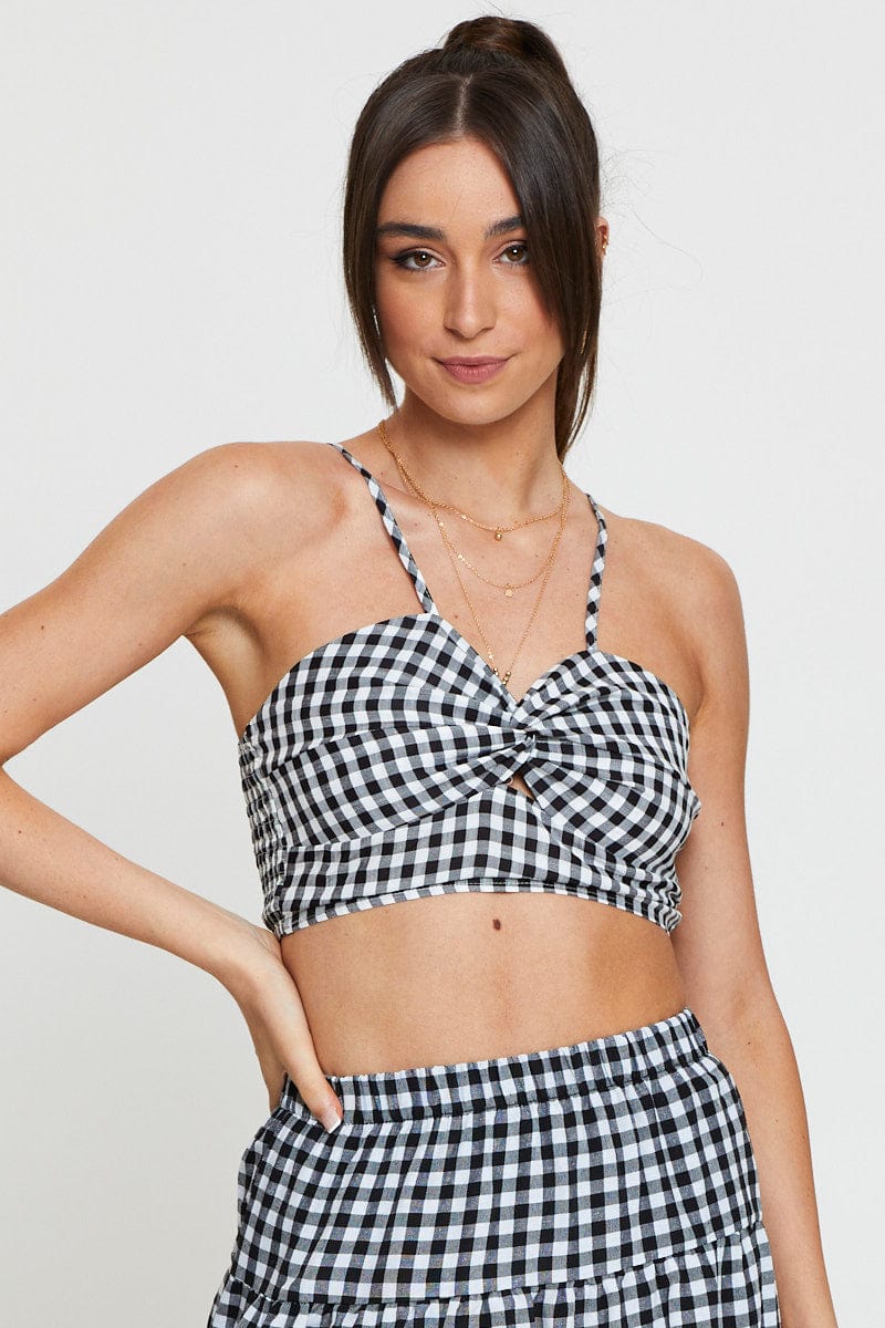 BANDEAU Check Cami Top Crop for Women by Ally