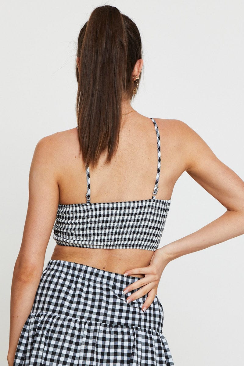 BANDEAU Check Cami Top Crop for Women by Ally