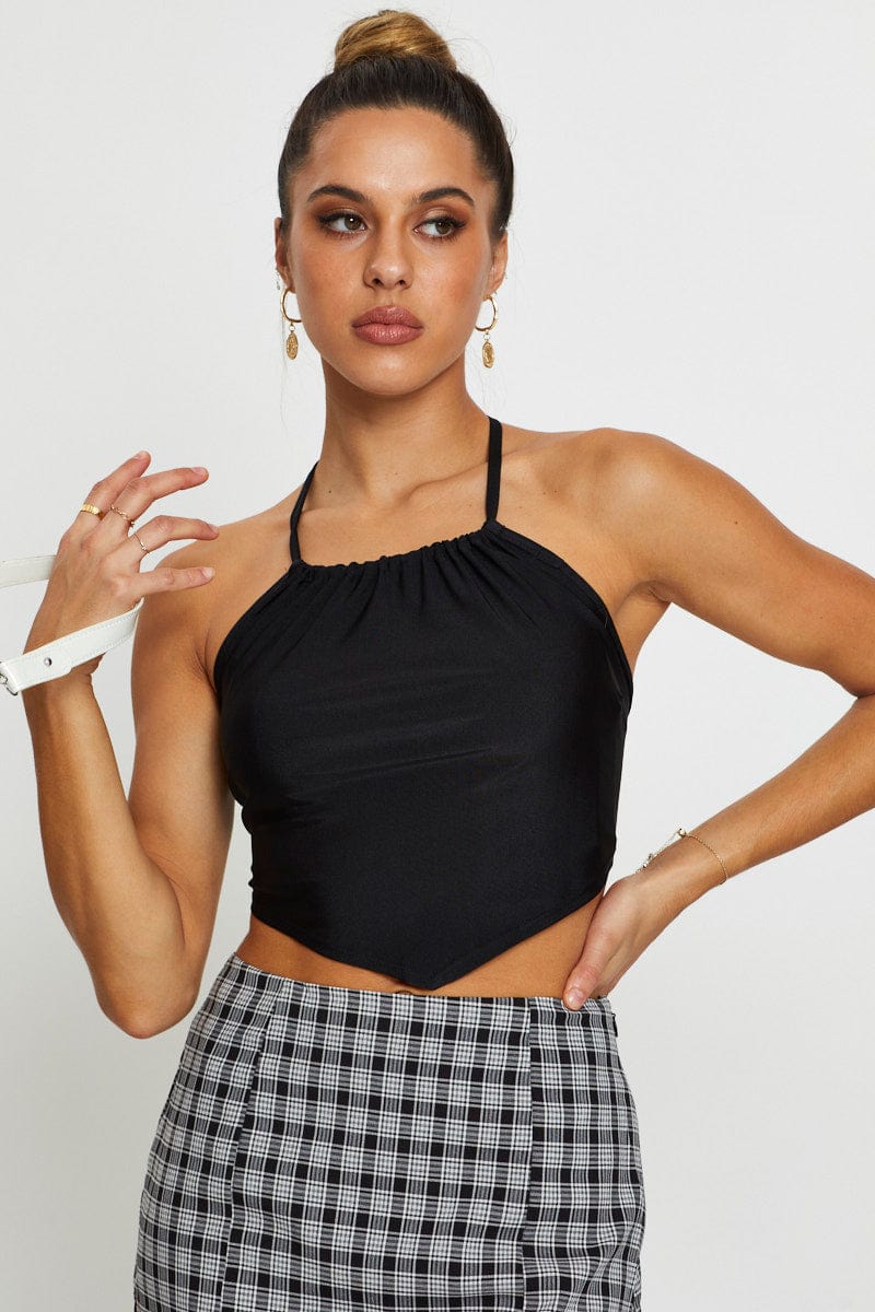 BANDEAU CROP Black Halter Top for Women by Ally