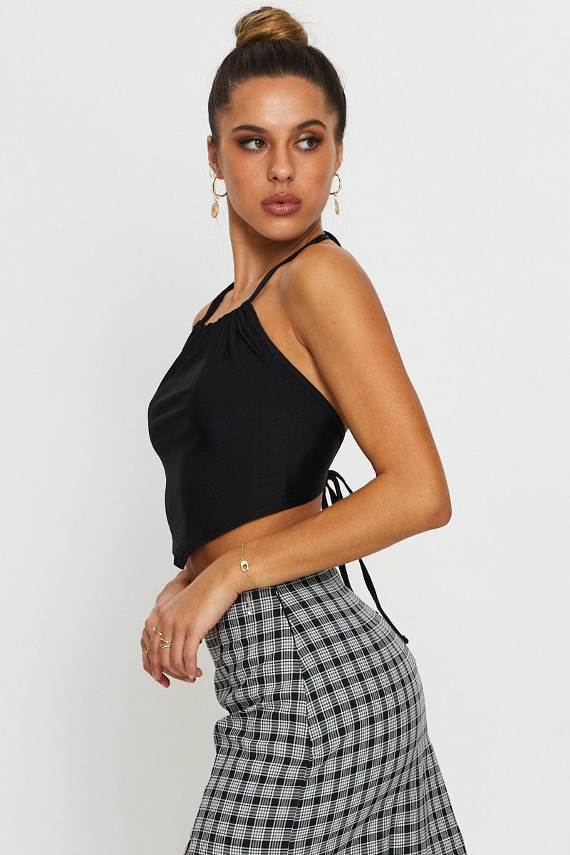 BANDEAU CROP Black Halter Top for Women by Ally