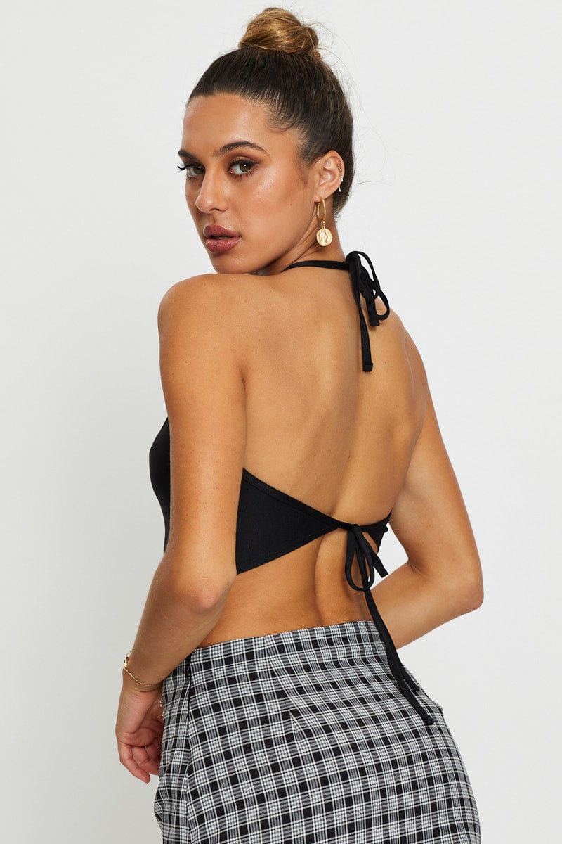 BANDEAU CROP Black Halter Top for Women by Ally