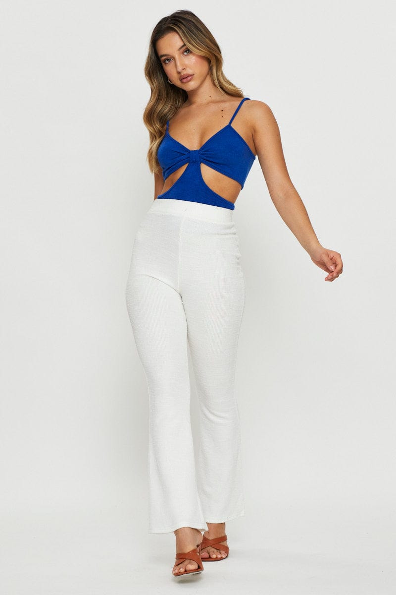 BANDEAU CROP Blue Cut Out Top for Women by Ally