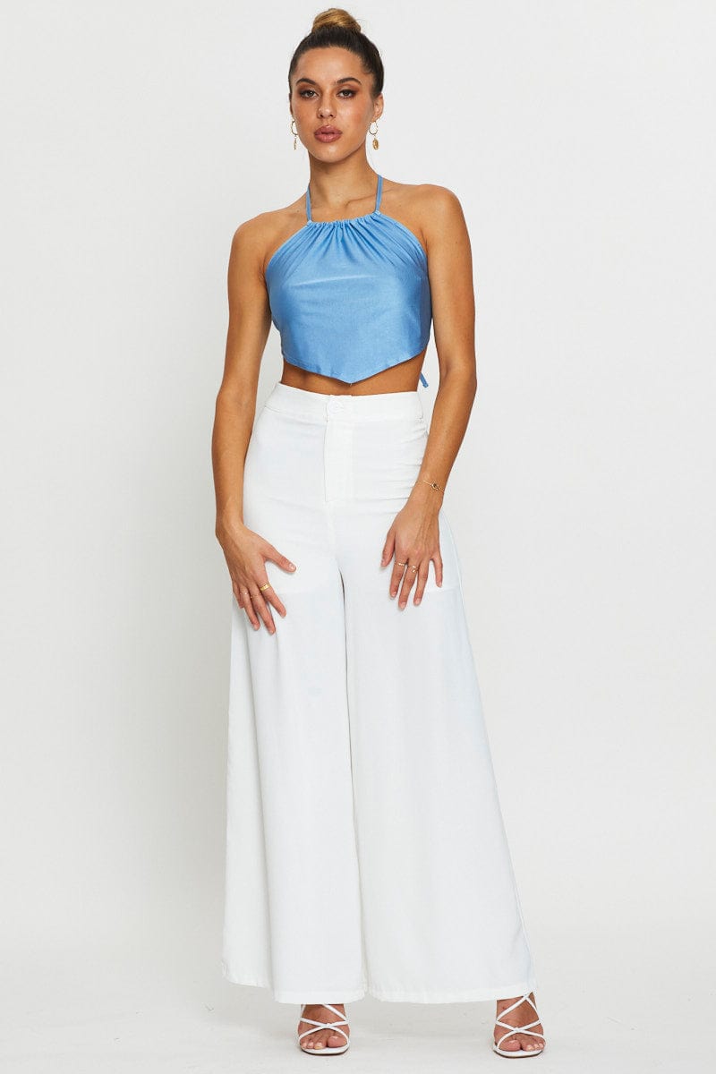 BANDEAU CROP Blue Halter Top for Women by Ally