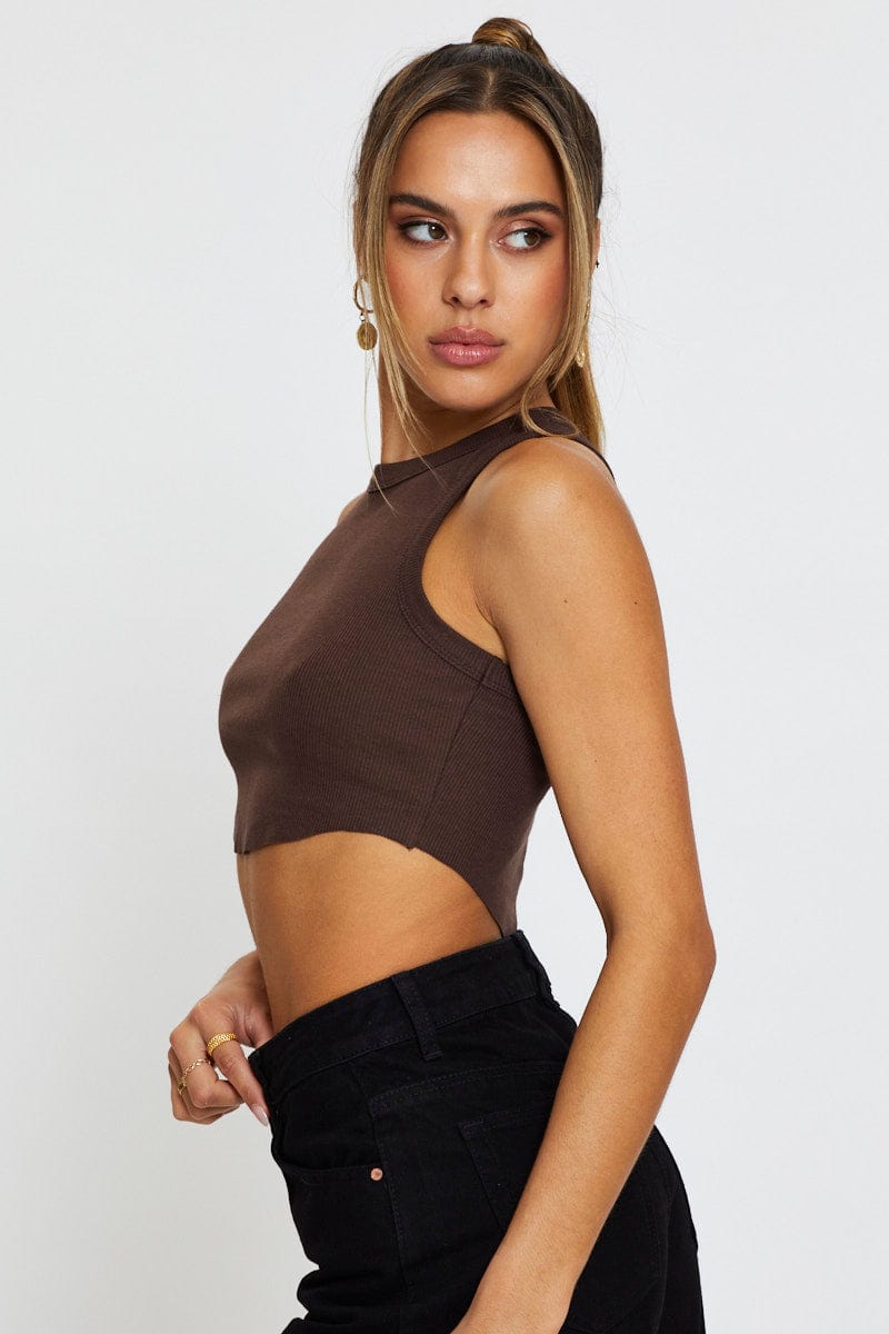 BANDEAU CROP Brown Crop Top for Women by Ally