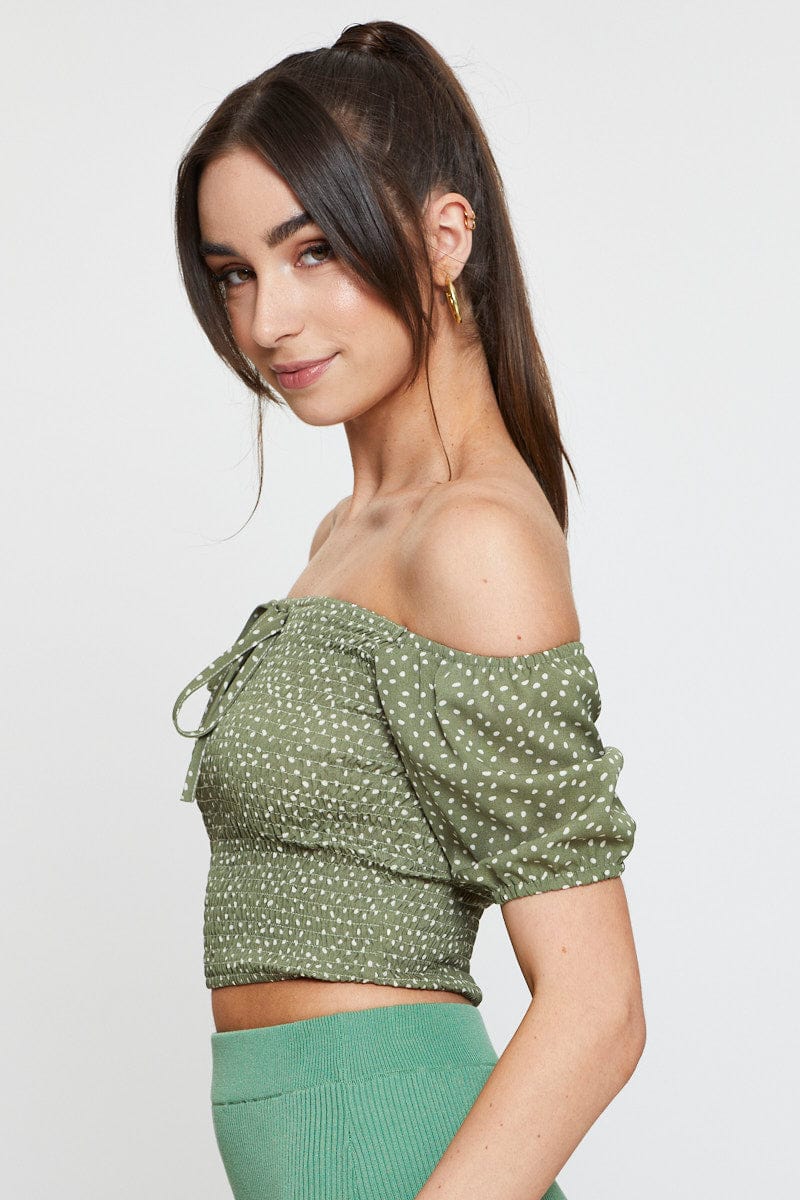 BANDEAU Geo Print Crop Top Three-Quarter for Women by Ally