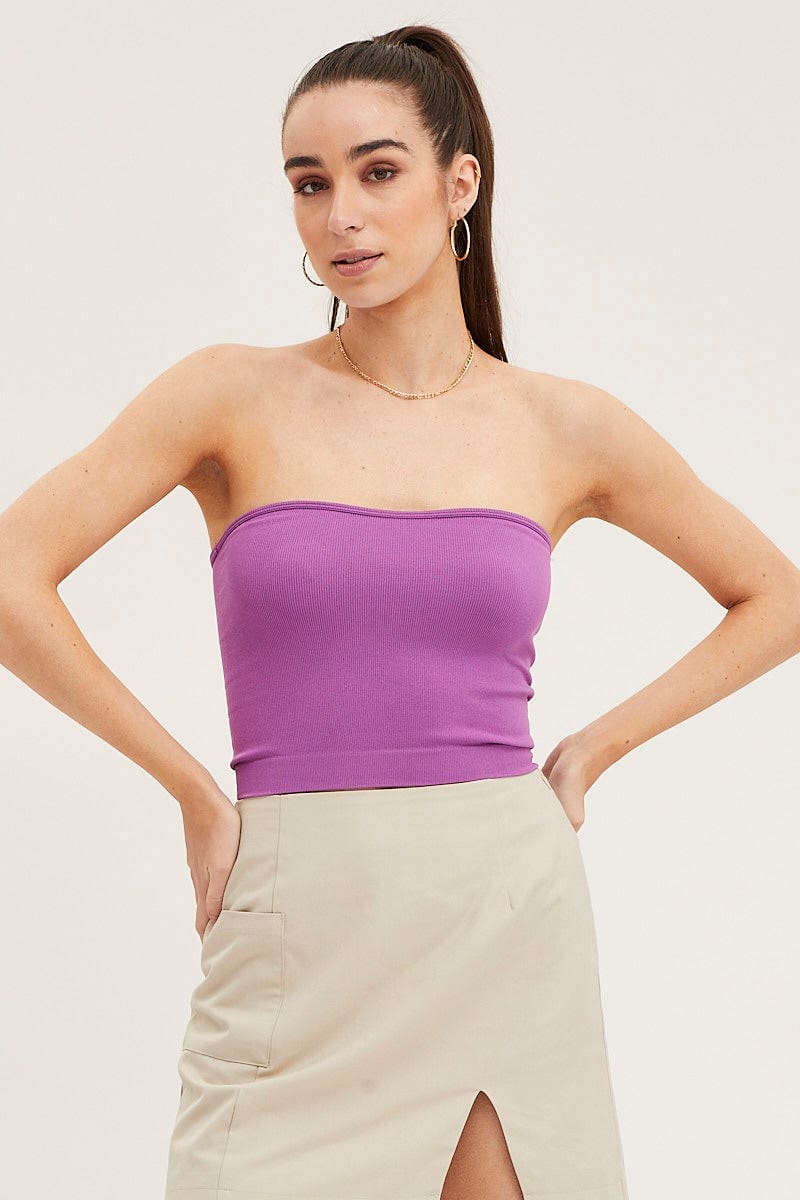 BANDEAU Purple Bandeau Top Seamless for Women by Ally