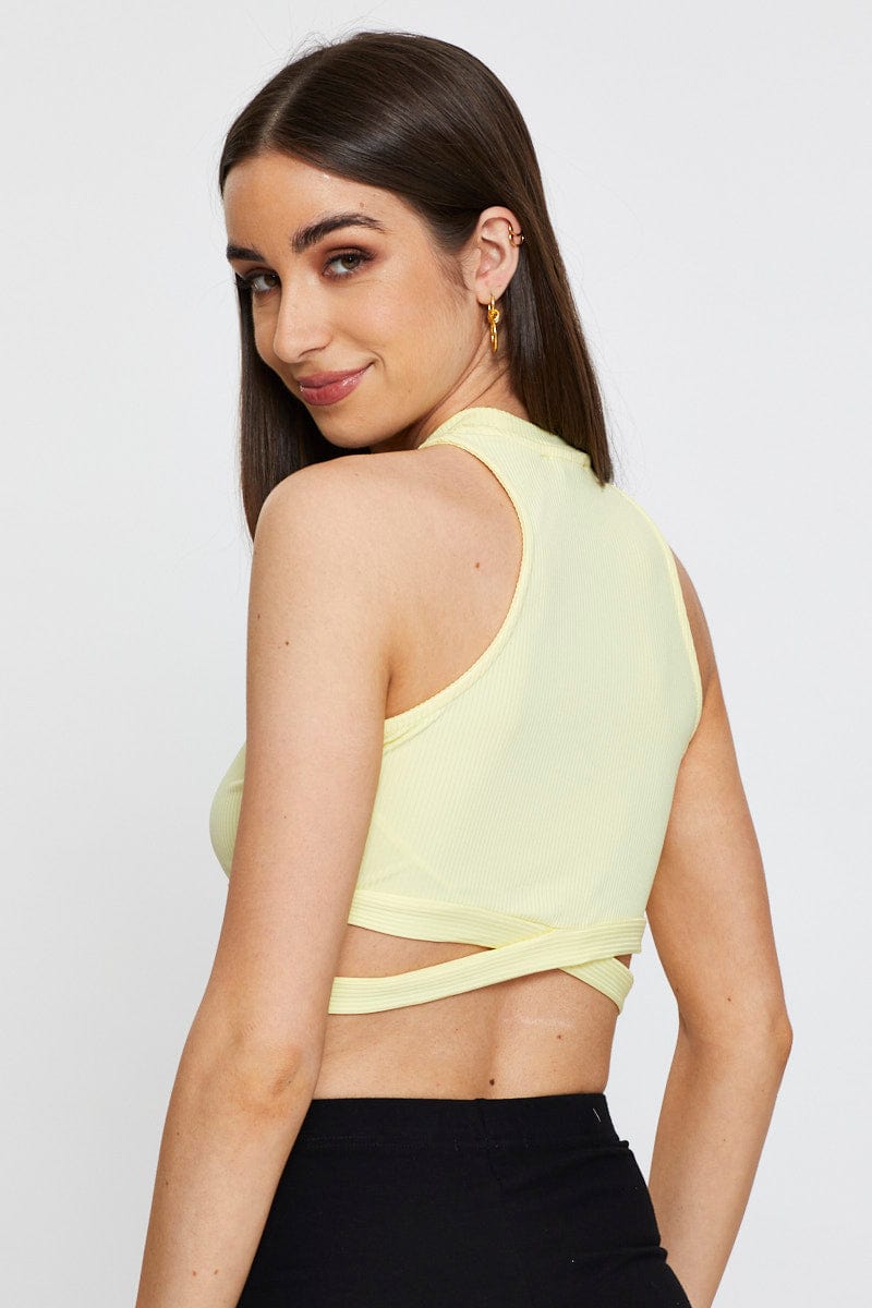 BANDEAU SEMI CROP Yellow Cut Out Top Crop for Women by Ally