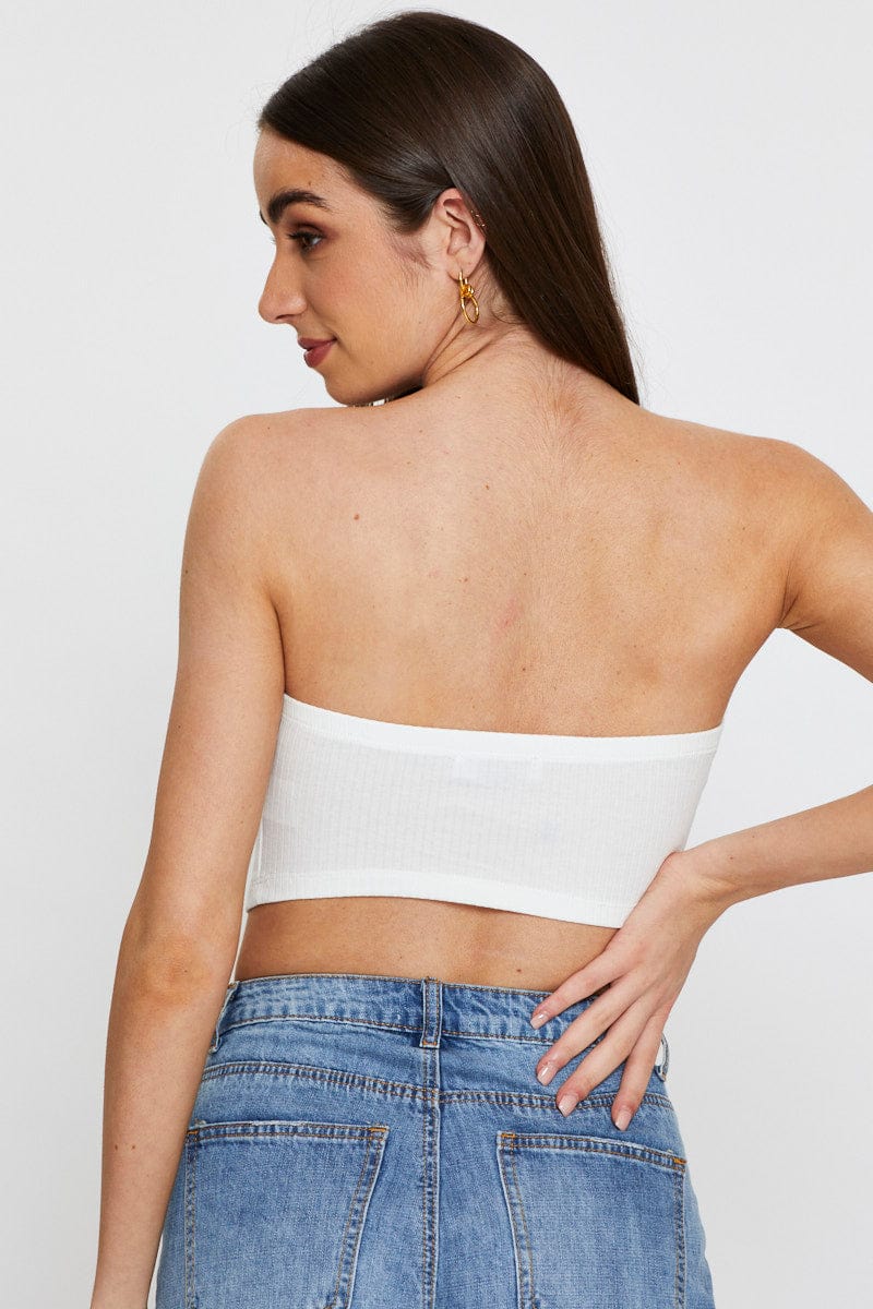 BANDEAU White Bandeau Top Sleeveless for Women by Ally