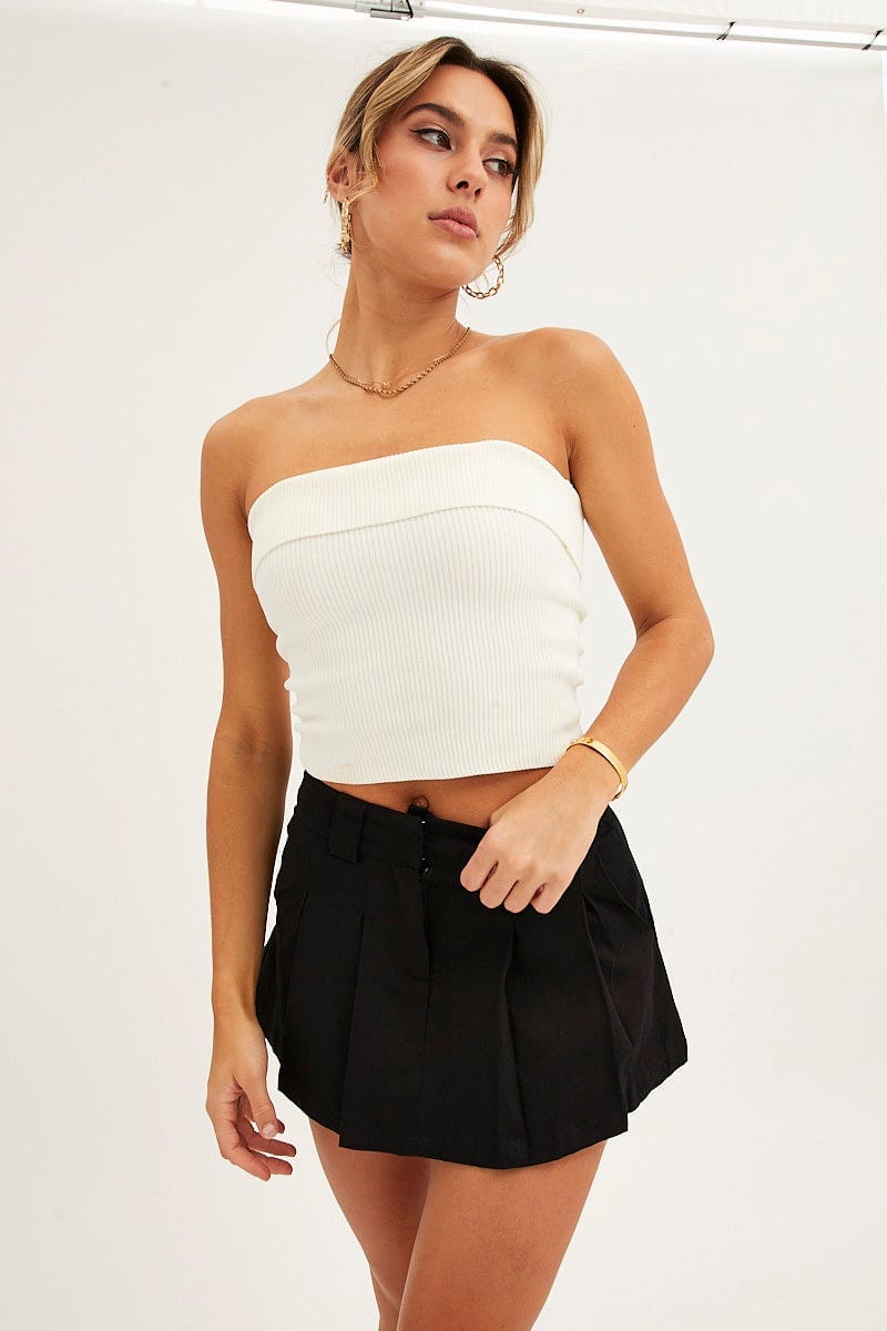 BANDEAU White Knit Rib Bandeau Strapless for Women by Ally