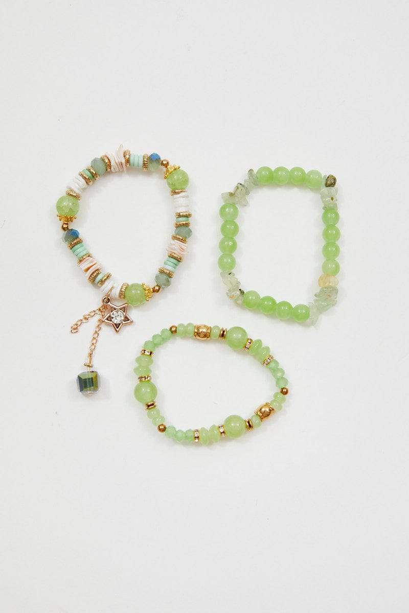 BANGLE/BRACELET Green Beaded Bracelet for Women by Ally
