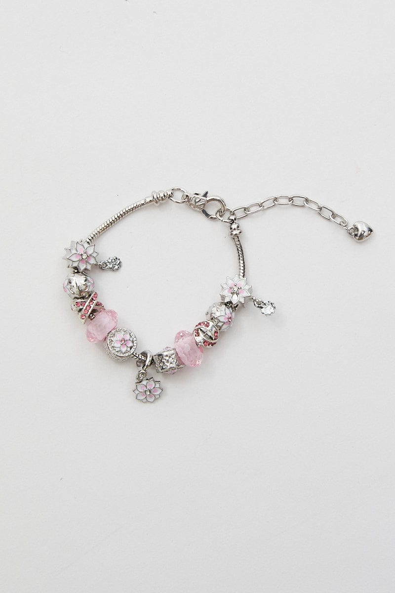 BANGLE/BRACELET Metallic Christmas Flower Charm Silver Plating Bracelet for Women by Ally