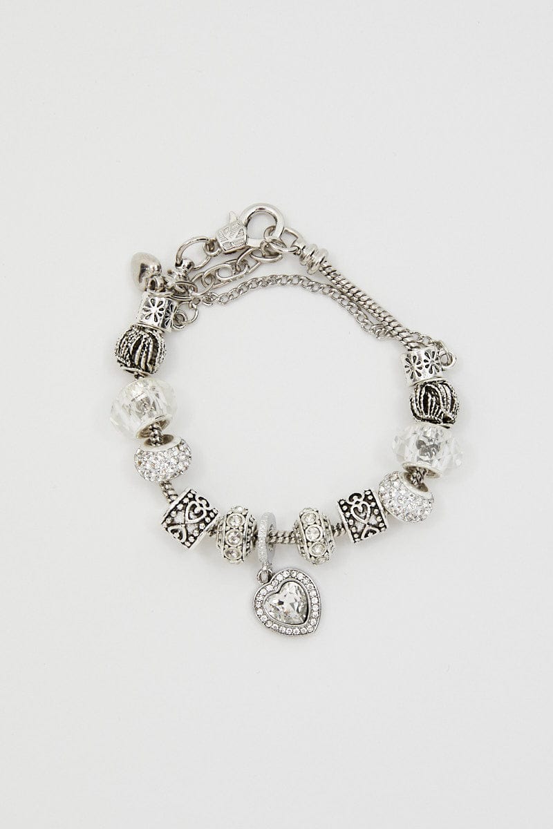 BANGLE/BRACELET Metallic Christmas Heart Charm Silver Plating Bracelet for Women by Ally