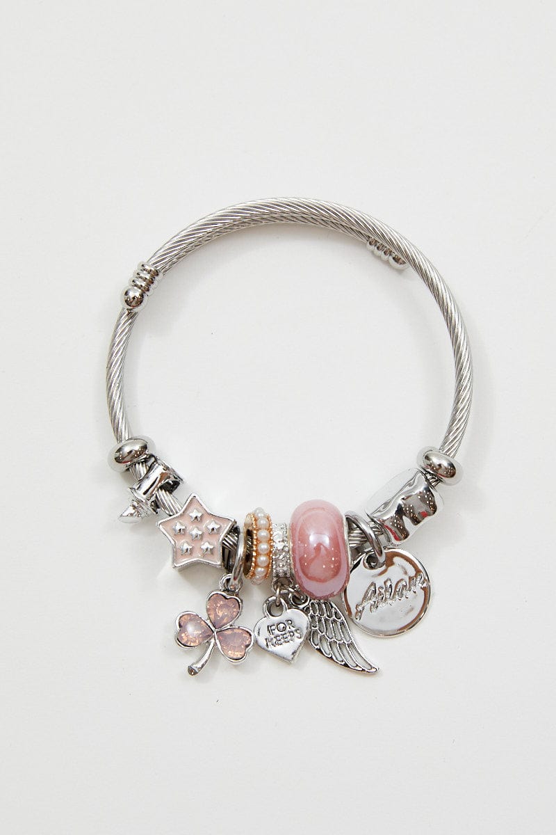 BANGLE/BRACELET Pink Charm Bracelet for Women by Ally