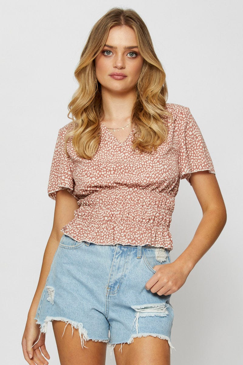 BARDOT Geo Print Crop T Shirt Short Sleeve for Women by Ally