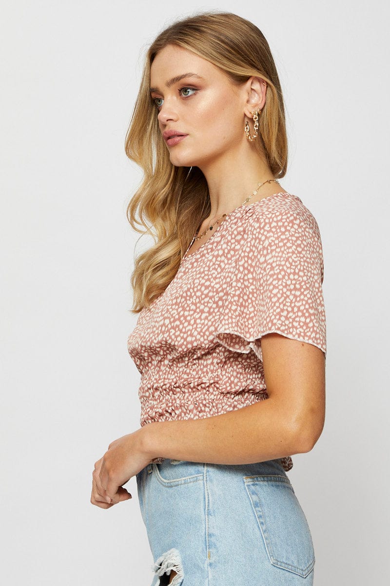 BARDOT Geo Print Crop T Shirt Short Sleeve for Women by Ally