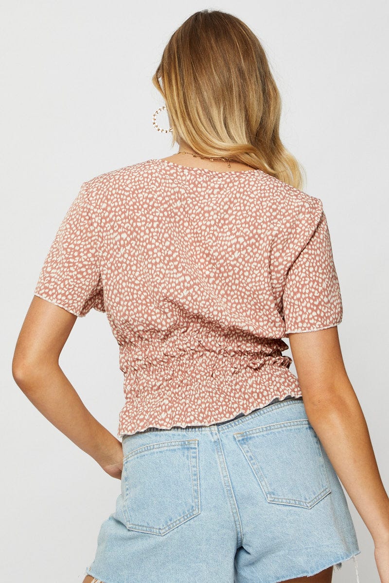 BARDOT Geo Print Crop T Shirt Short Sleeve for Women by Ally