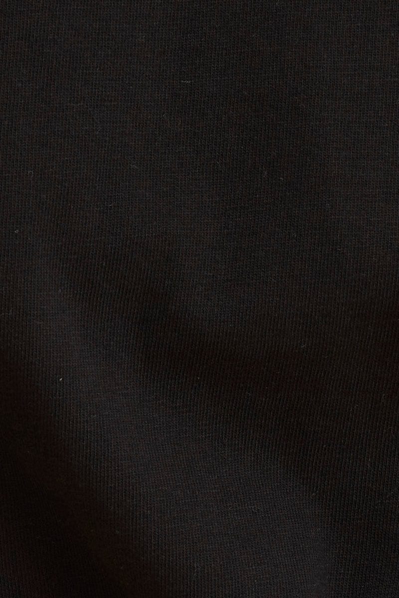 BASIC Black Cropped T-Shirt Short Sleeve Drawstring Hem for Women by Ally