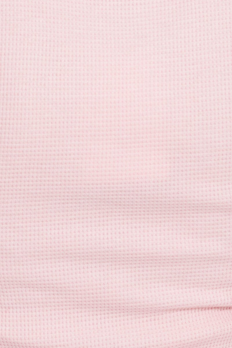BASIC CARDIGAN Pink Crop Cardigan Short Sleeve Waffle for Women by Ally