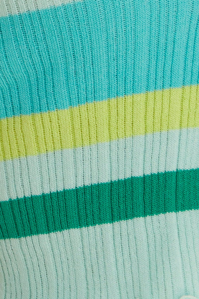 BASIC CARDIGAN Stripe Knit Cardigan Short Sleeve Crop V-Neck for Women by Ally