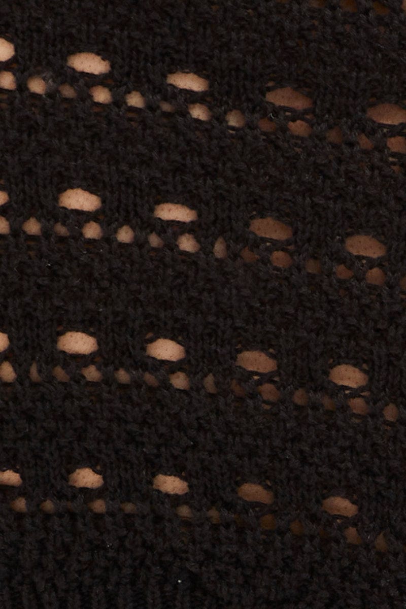 BASIC KNIT Black Crochet Singlet Top for Women by Ally