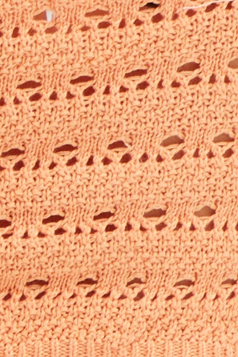 BASIC KNIT Orange Crochet Singlet Top for Women by Ally