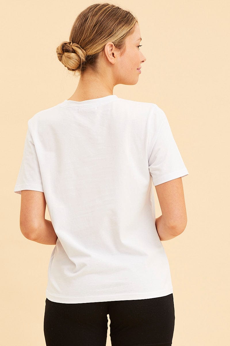 BASIC White Relaxed T-Shirt Heavy Cotton Crew Neck for Women by Ally