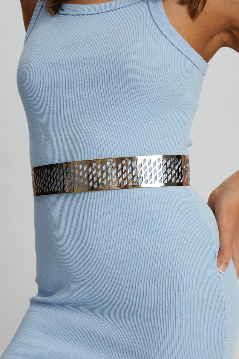 BELTS Metallic Patterned Metal Belt for Women by Ally