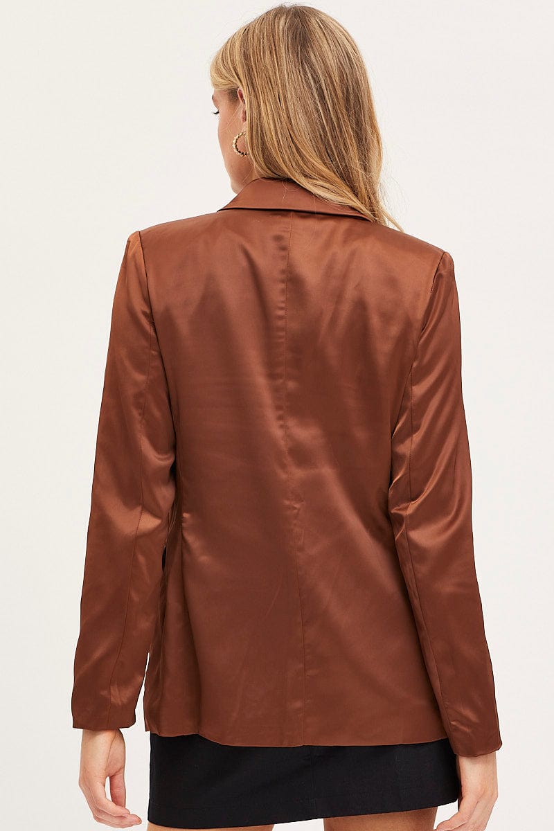 BLAZER Brown Workwear Jacket Long Sleeve for Women by Ally