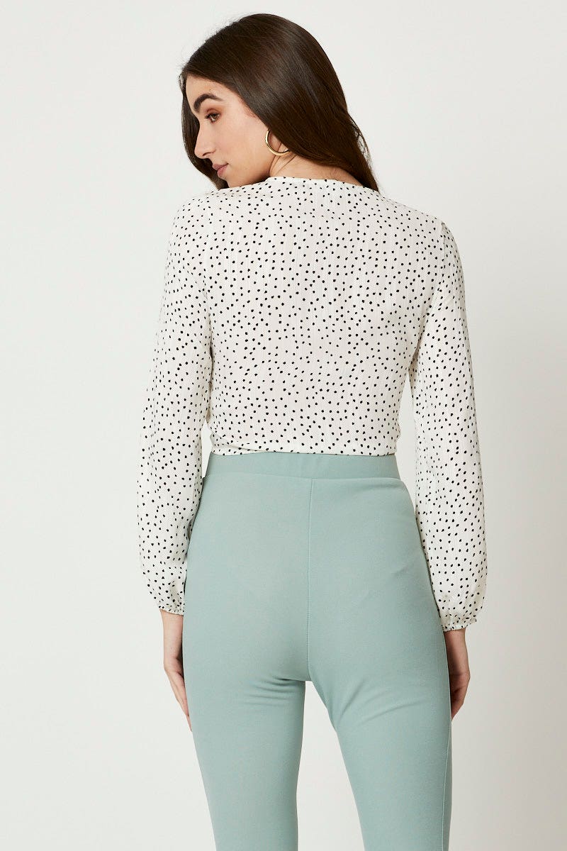 BLOUSE Polka Dot Keyhole Top for Women by Ally