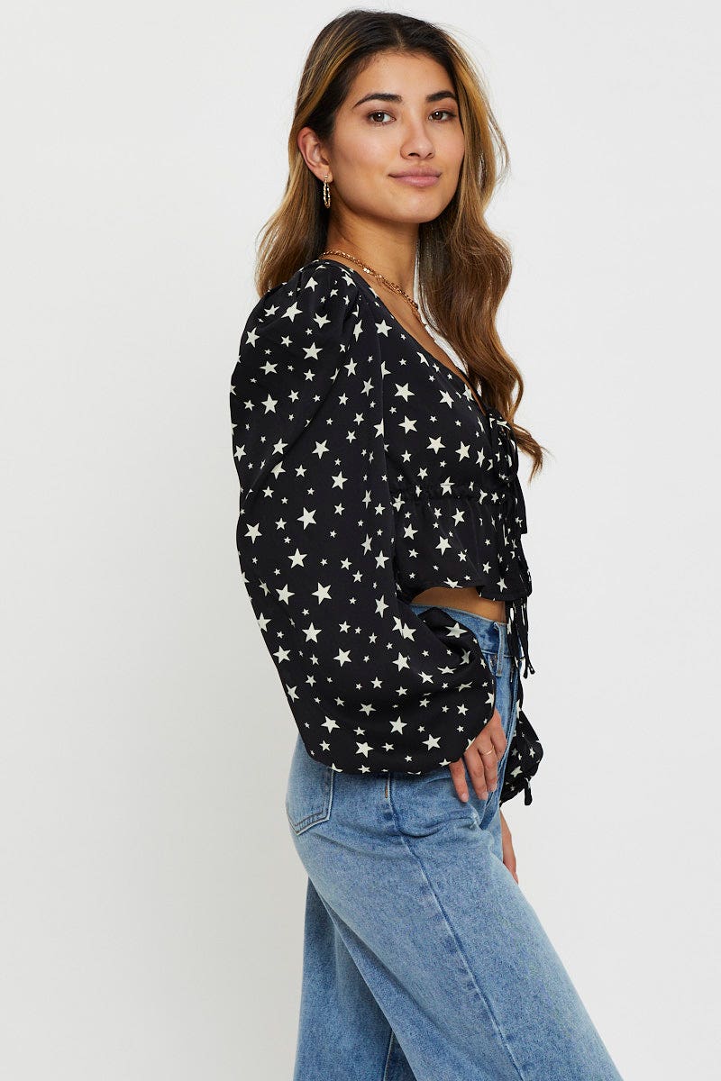 BLOUSE Print Long Sleeve Top for Women by Ally