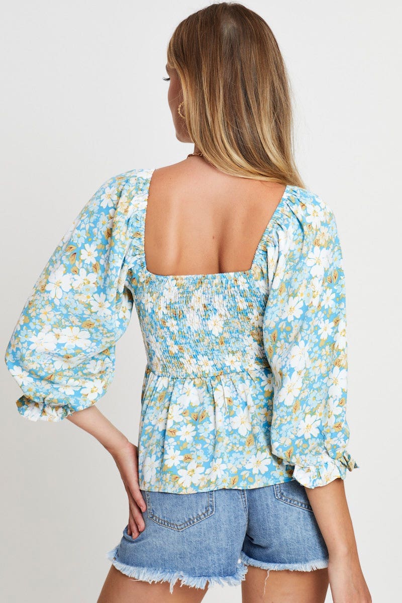BLOUSE Print Smock Top Short Sleeve for Women by Ally