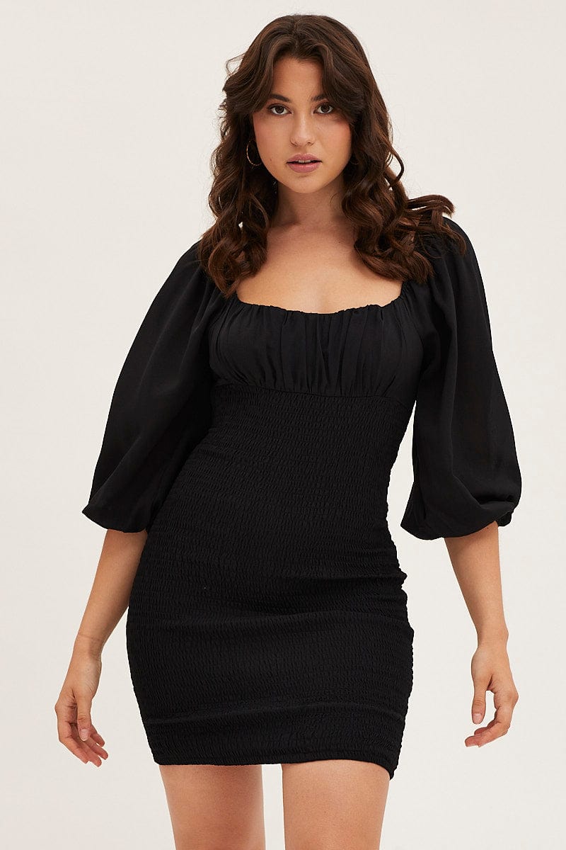 BODYCON DRESS Black Bodycon Dress for Women by Ally