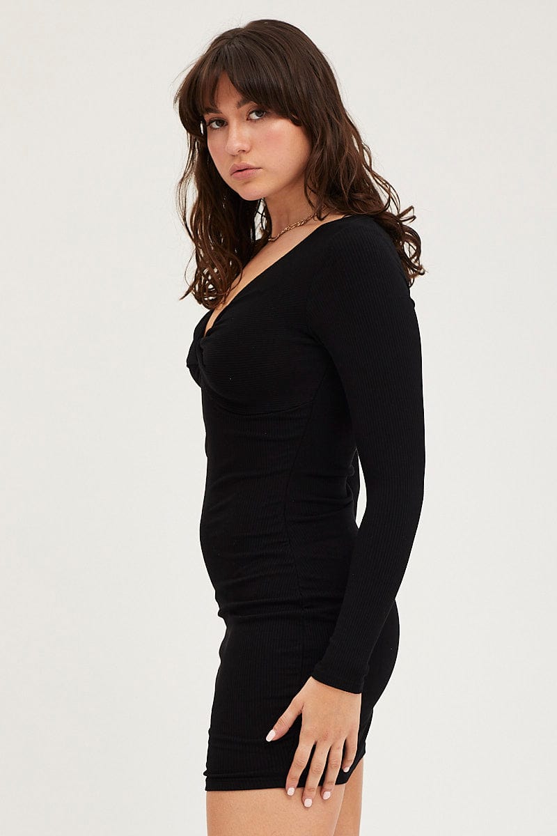 BODYCON DRESS Black Bodycon Dress Evening Mini for Women by Ally