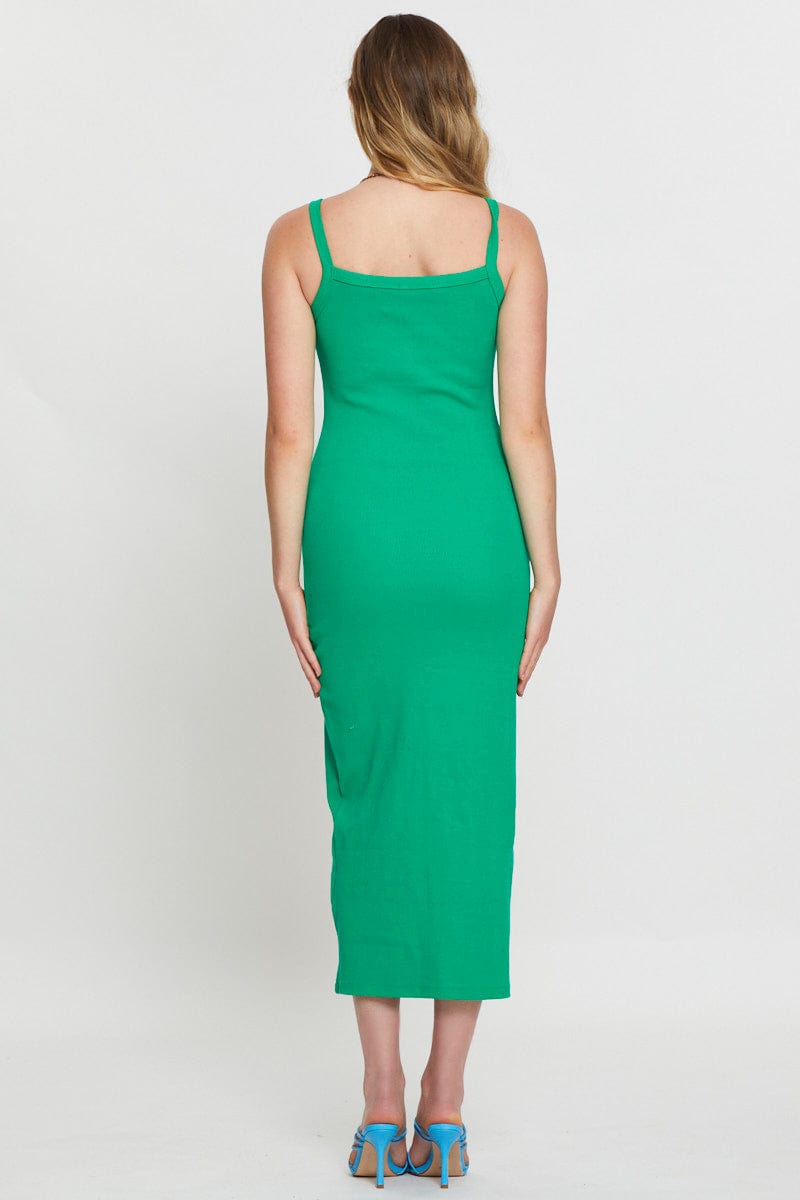 BODYCON DRESS Green Bodycon Dress Sleeveless Midi for Women by Ally