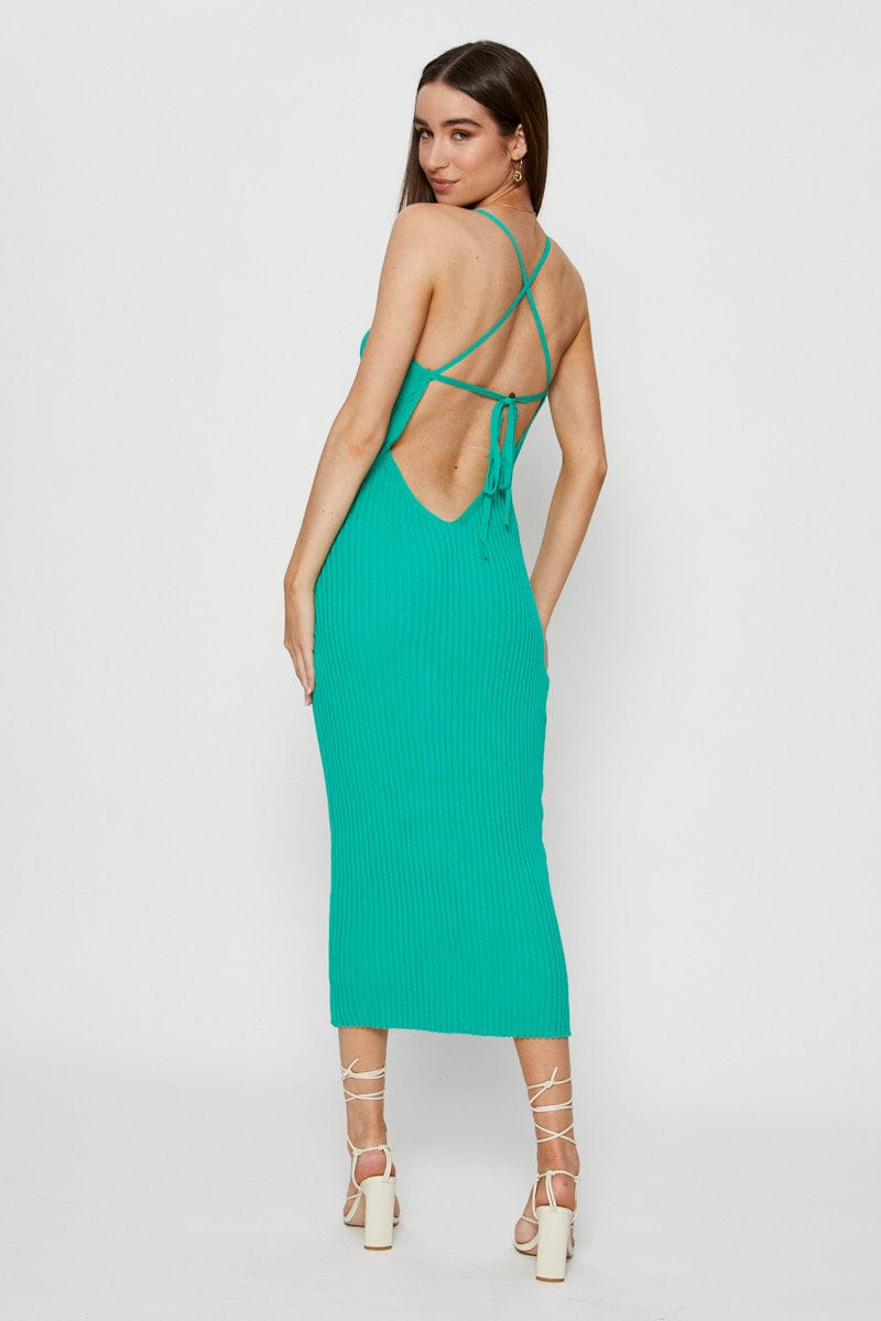 BODYCON DRESS Green Knit Dress Bodycon for Women by Ally