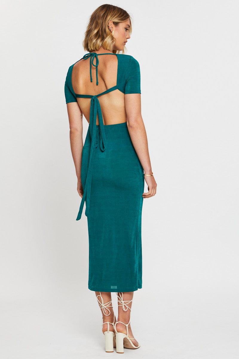 BODYCON DRESS Green Maxi Dress Bodycon for Women by Ally