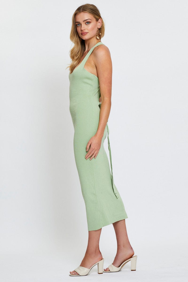 BODYCON DRESS Green Maxi Dress Bodycon Knit for Women by Ally
