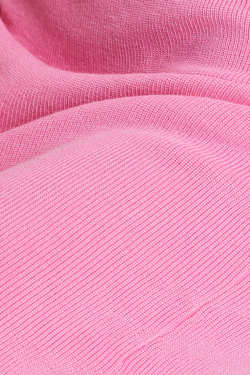 BODYCON DRESS Pink Bodycon Dress Mini Halter Neck Knit for Women by Ally