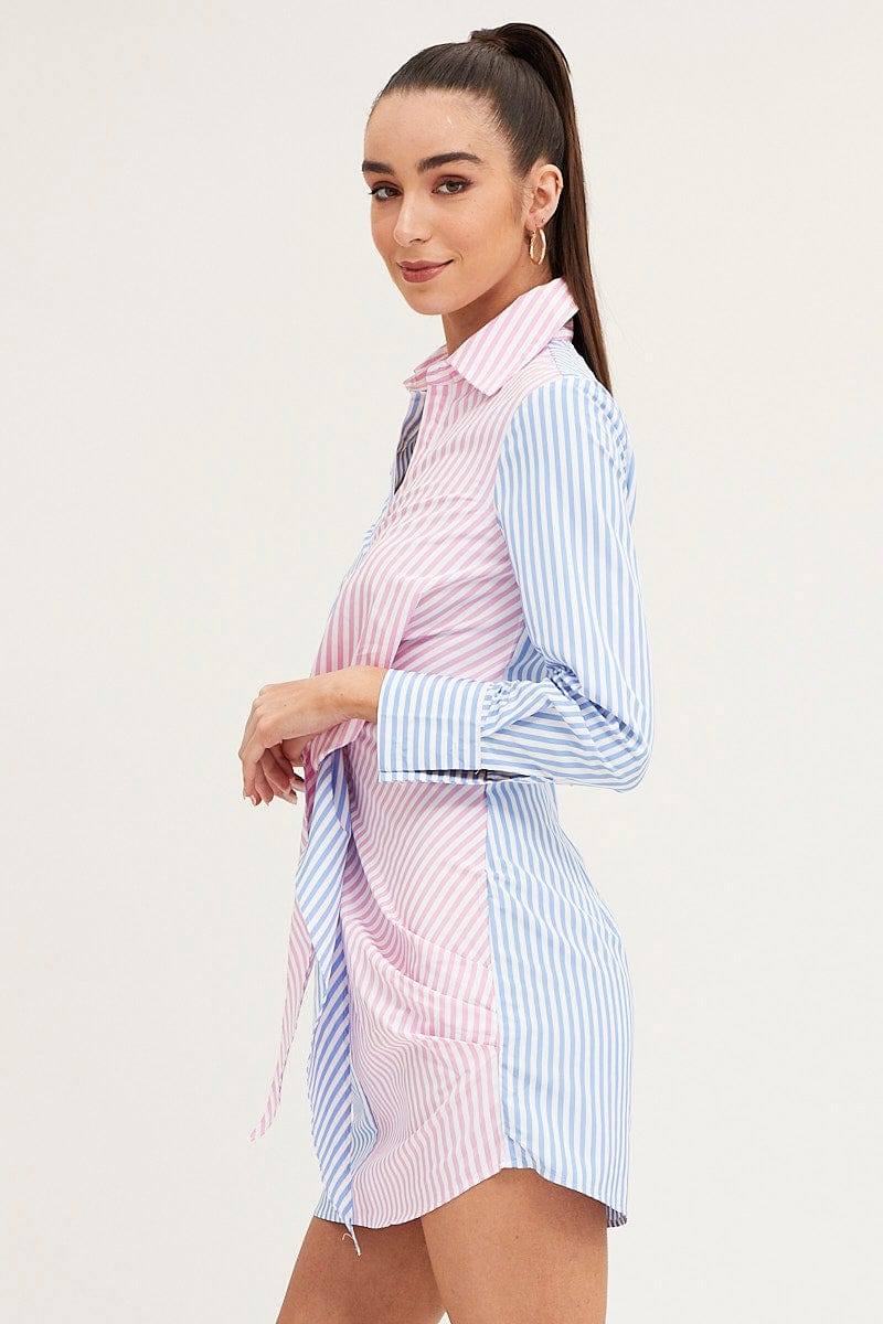 BODYCON DRESS Stripe Shirt Dress Long Sleeve for Women by Ally