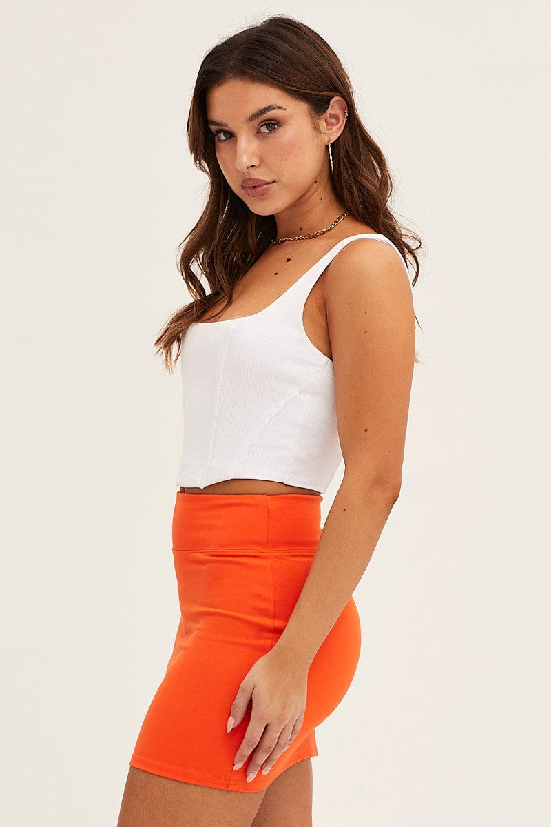 BODYCON SKIRT Orange Mini Skirt High Rise for Women by Ally