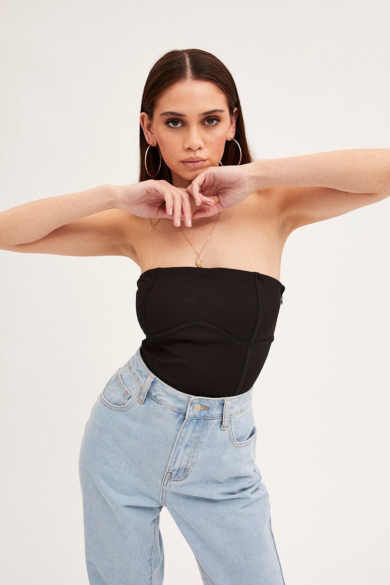 Black Strapless Bodysuit Bodice Detail from Ally Fashion