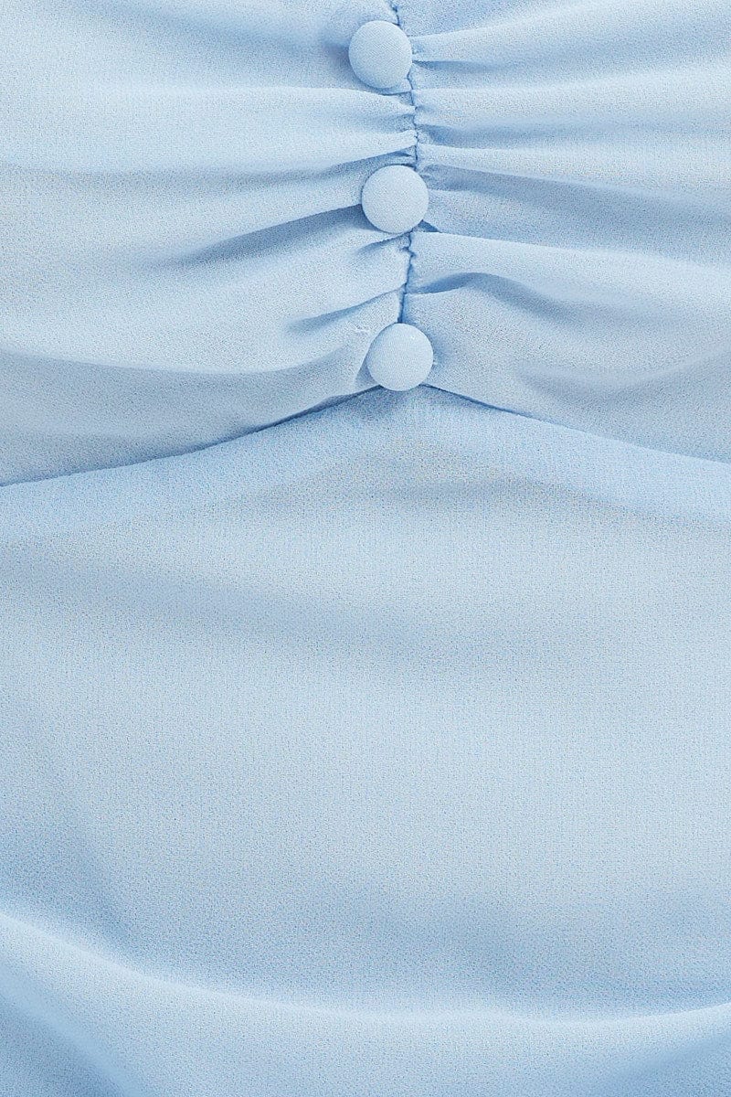 BODYSUIT Blue Bodysuit Top Short Sleeve Sweetheart for Women by Ally