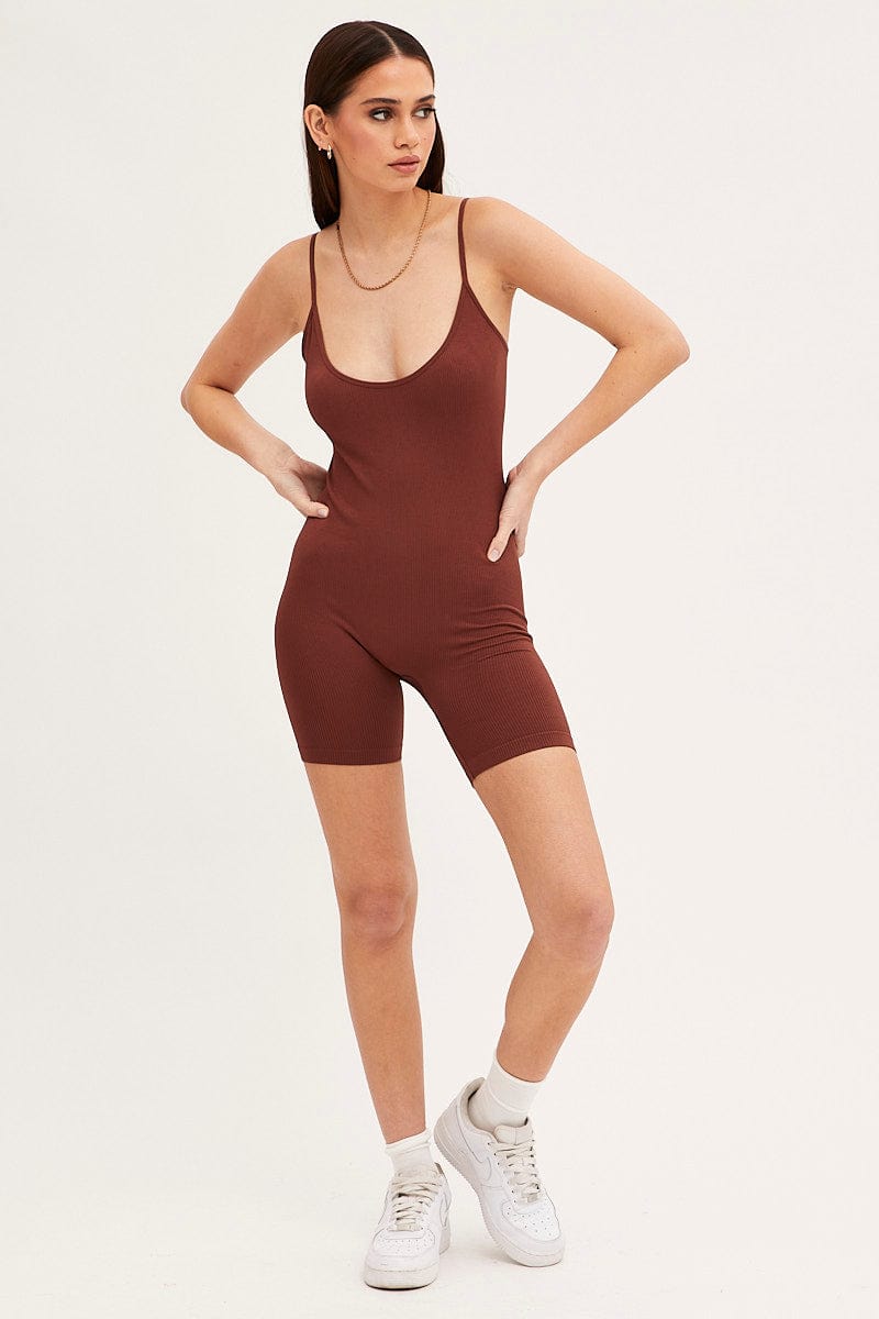 BODYSUIT Brown Jumpsuit Seamless for Women by Ally